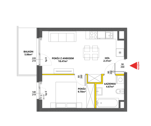 Plan 2 pok. 35m²