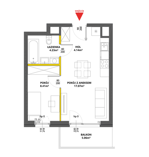 Plan 2 pok. 34m²