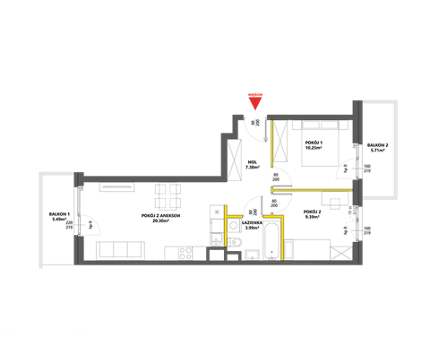 Plan 3 pok. 51m²