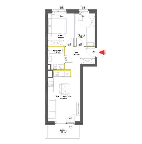 Plan 3 pok. 47m²