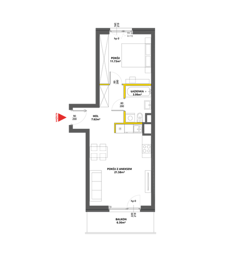 Plan 2 pok. 45m²