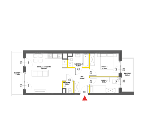 Plan 3 pok. 55m²