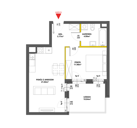 Plan 2 pok. 44m²