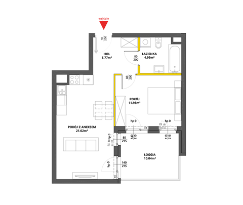 Plan 2 pok. 44m²