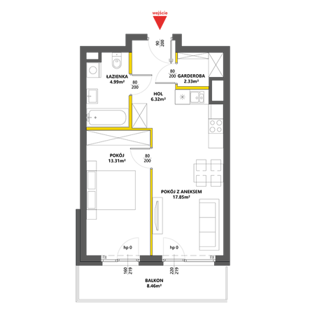 Plan 2 pok. 45m²