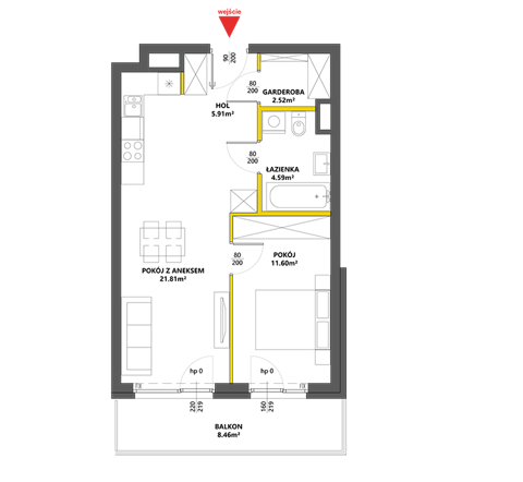 Plan 2 pok. 46m²
