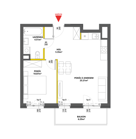 Plan 2 pok. 46m²