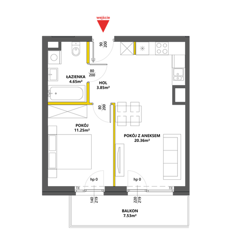 Plan 2 pok. 40m²