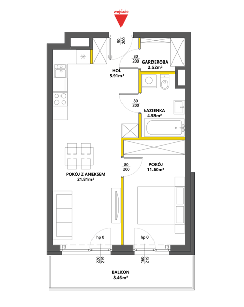 Plan 2 pok. 46m²