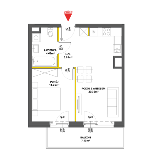 Plan 2 pok. 40m²