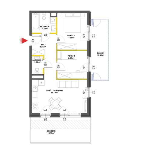 Plan 3 pok. 54m²