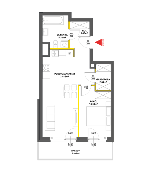 Plan 2 pok. 46m²