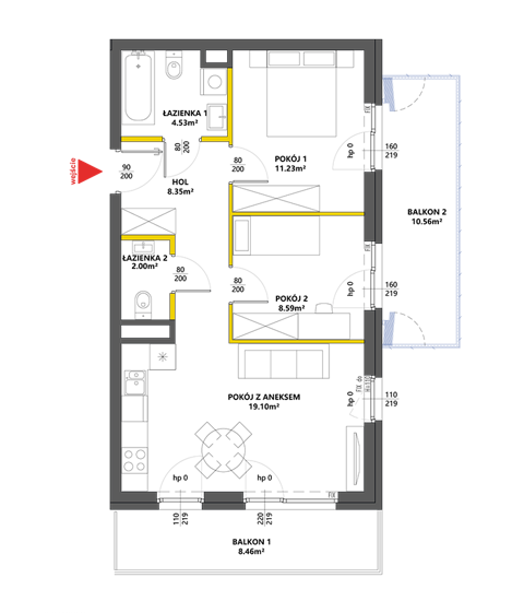 Plan 3 pok. 54m²