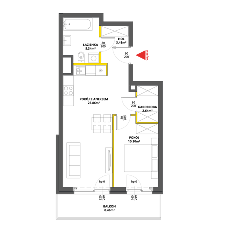 Plan 2 pok. 46m²