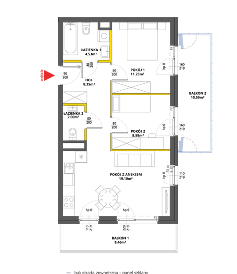 Plan 3 pok. 54m²