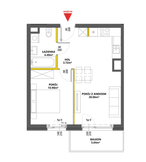 Plan 2 pok. 39m²