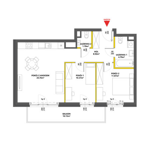 Plan 3 pok. 62m²