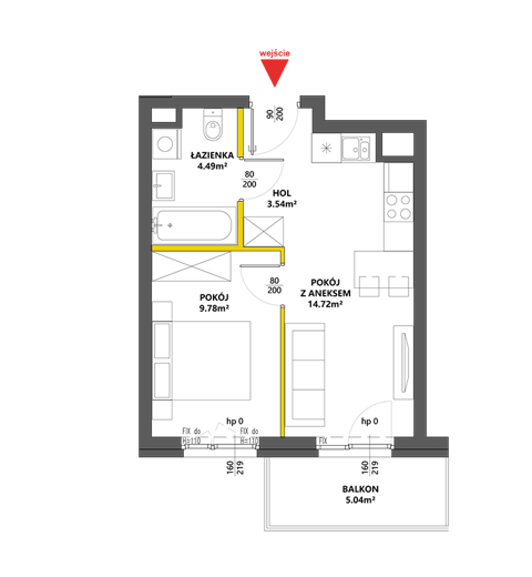 Plan 2 pok. 33m²