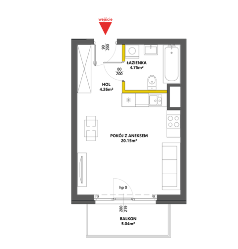 Plan 1 pok. 29m²