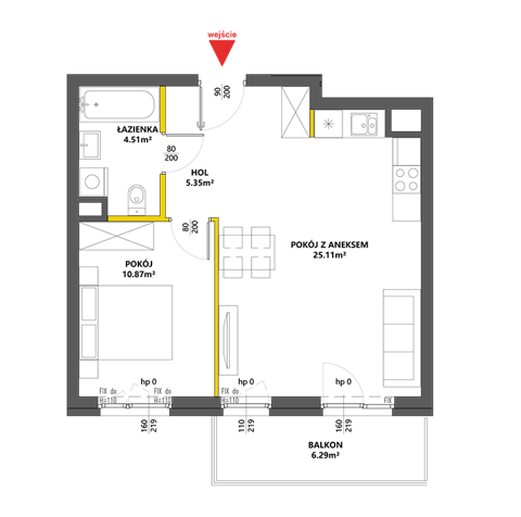Plan 2 pok. 46m²