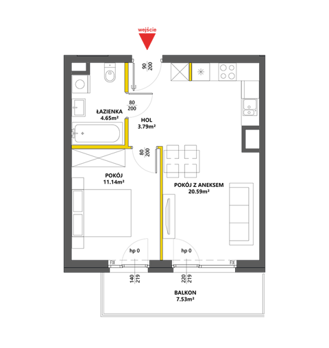Plan 2 pok. 40m²