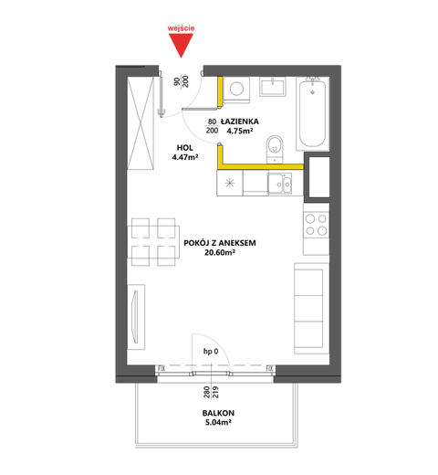 Plan 1 pok. 30m²