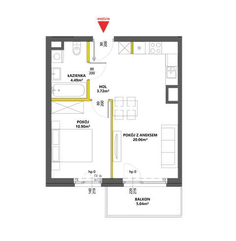 Plan 2 pok. 39m²