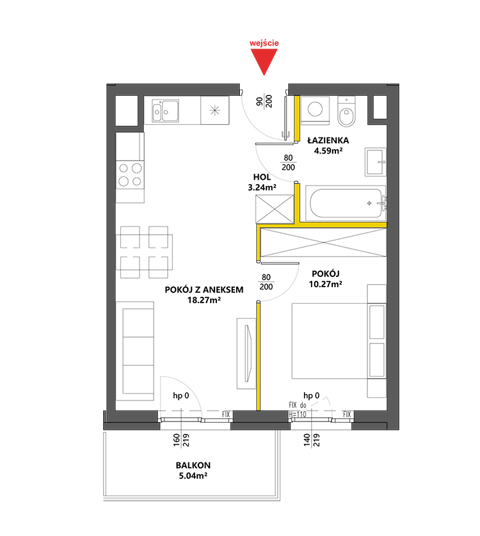Plan 2 pok. 36m²