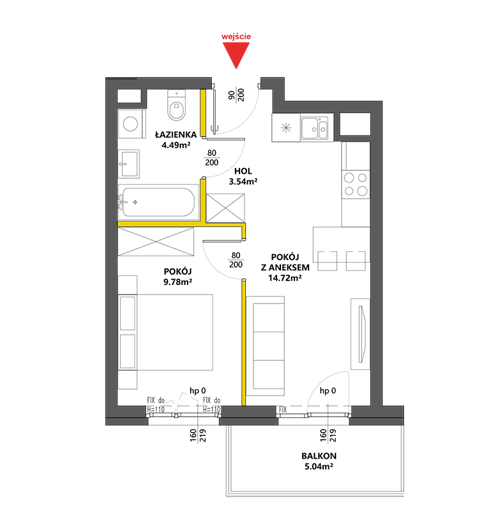 Plan 2 pok. 33m²