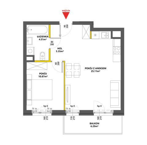 Plan 2 pok. 46m²