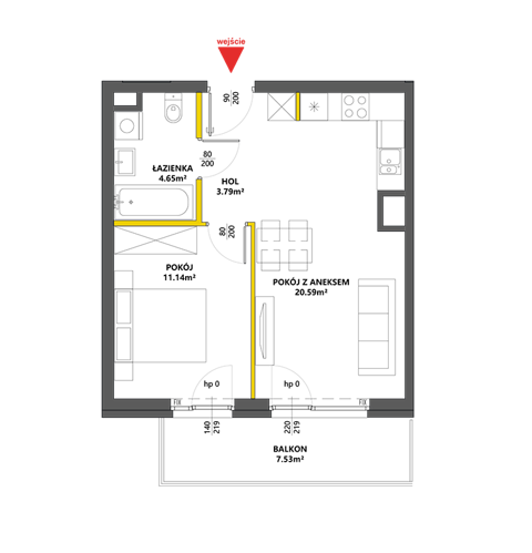 Plan 2 pok. 40m²
