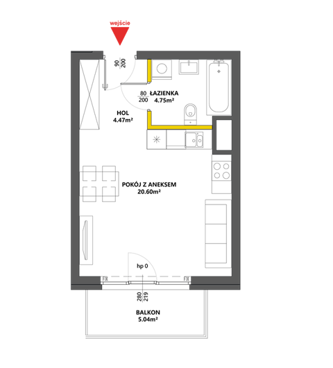 Plan 1 pok. 30m²