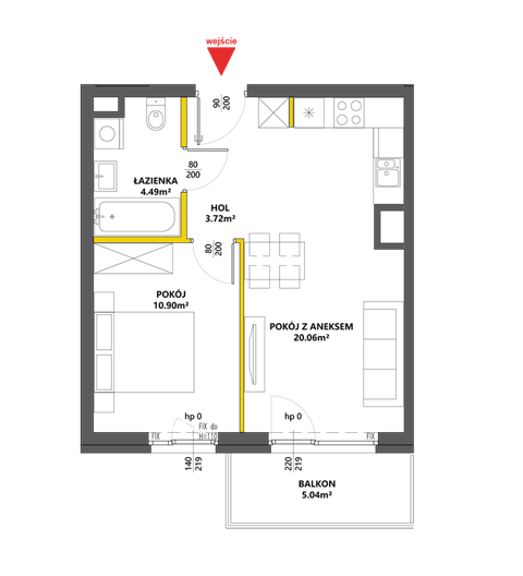 Plan 2 pok. 39m²
