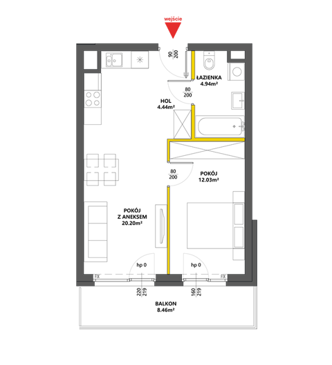 Plan 2 pok. 42m²