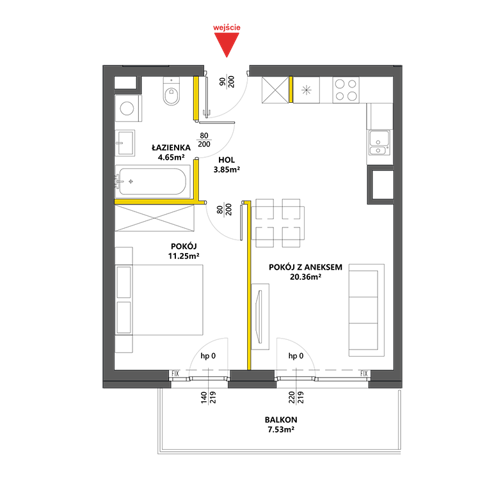 Plan 2 pok. 40m²