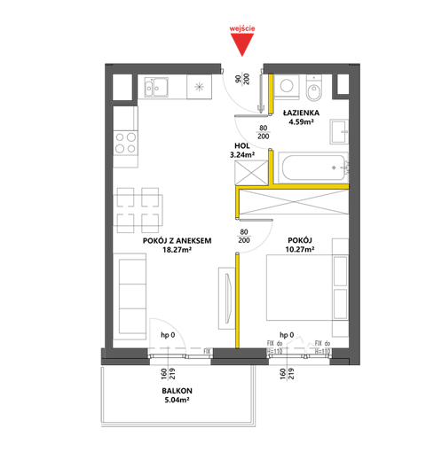 Plan 2 pok. 36m²