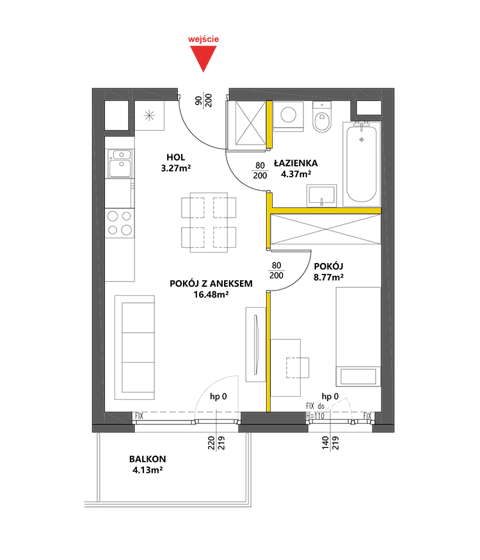 Plan 2 pok. 33m²
