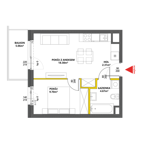 Plan 2 pok. 35m²
