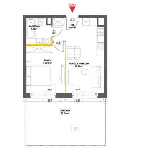 Plan 2 pok. 39m²