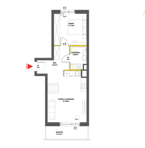 Plan 2 pok. 45m²