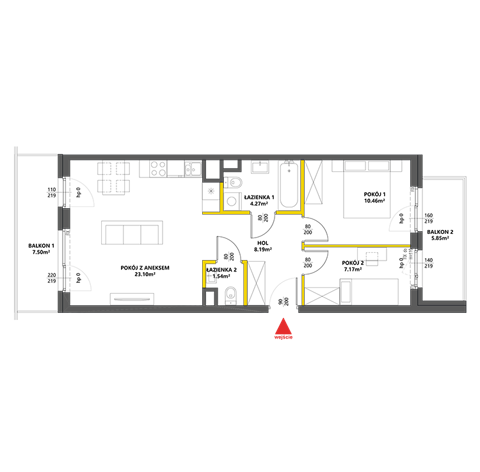 Plan 3 pok. 55m²