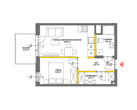 Plan 2 pok. 37m²