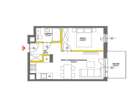 Plan 2 pok. 38m²