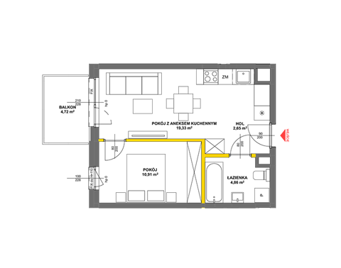 Plan 2 pok. 38m²
