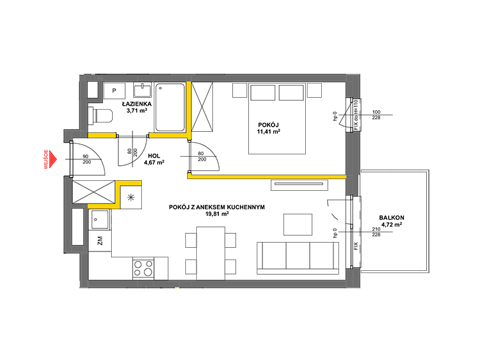 Plan 2 pok. 40m²