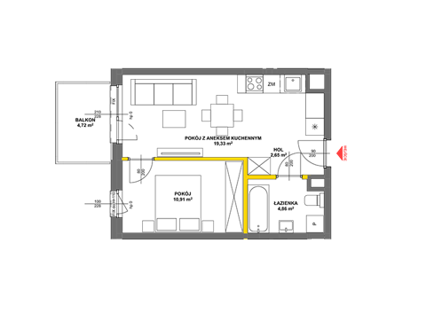 Plan 2 pok. 38m²