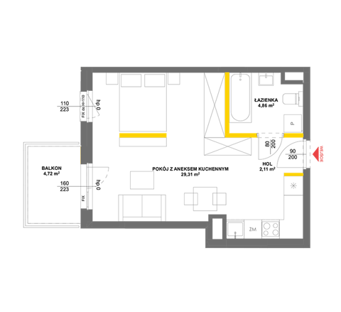 Plan 1 pok. 36m²