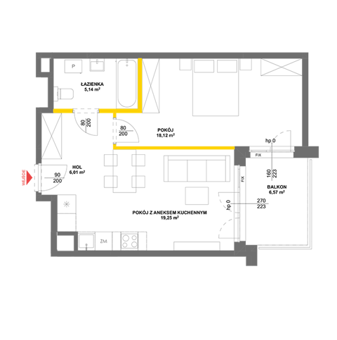 Plan 2 pok. 49m²