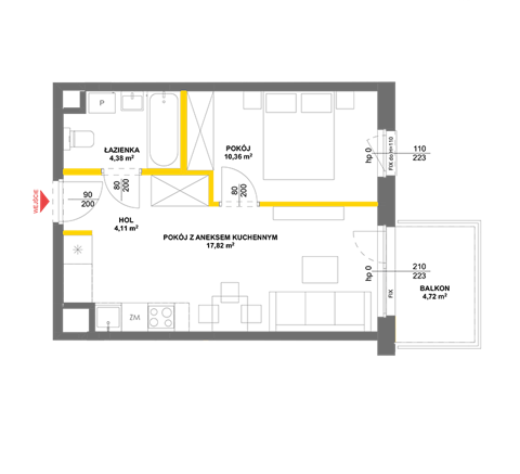 Plan 2 pok. 37m²