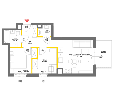 Plan 3 pok. 47m²